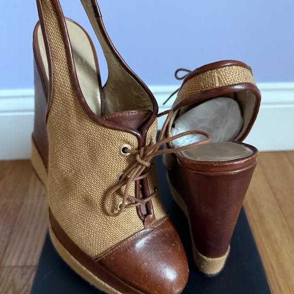 STUART WEITZMAN Lace up Oxford Wedge Platform Heel Size 8.5 - Picture 7 of 11